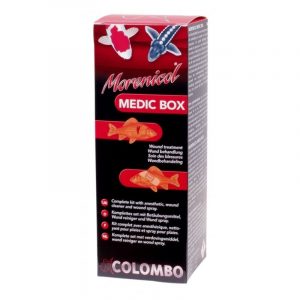 Medic Box Soin Carpe Koï : Kit médical pour soins du Koï. Gants/Sédatif/Oxygène actif/Crème spécifique pour recouvrir la plaie.